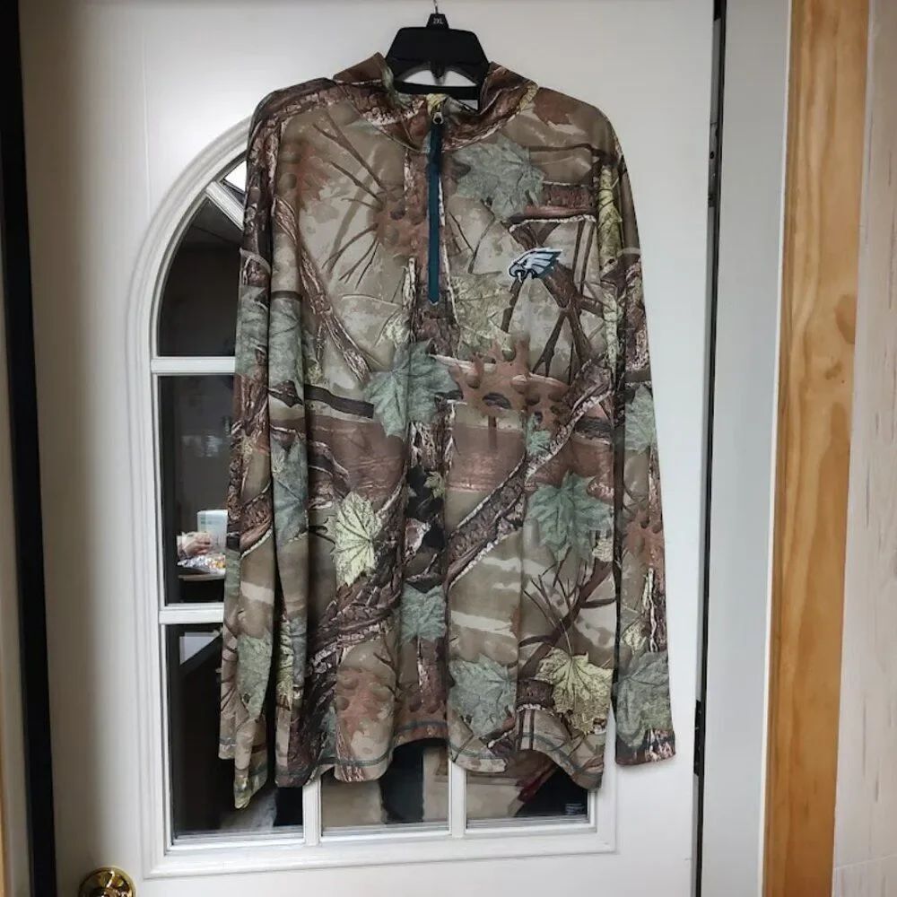 Majestic Therma Base Philadelphia Eagles Camo 1/4 Zip Shirt Size Men's 2XL